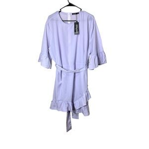 Boohoo Lilac Purple Nadia Ruffle Wrap Dress Plus Size 18 NWT‎